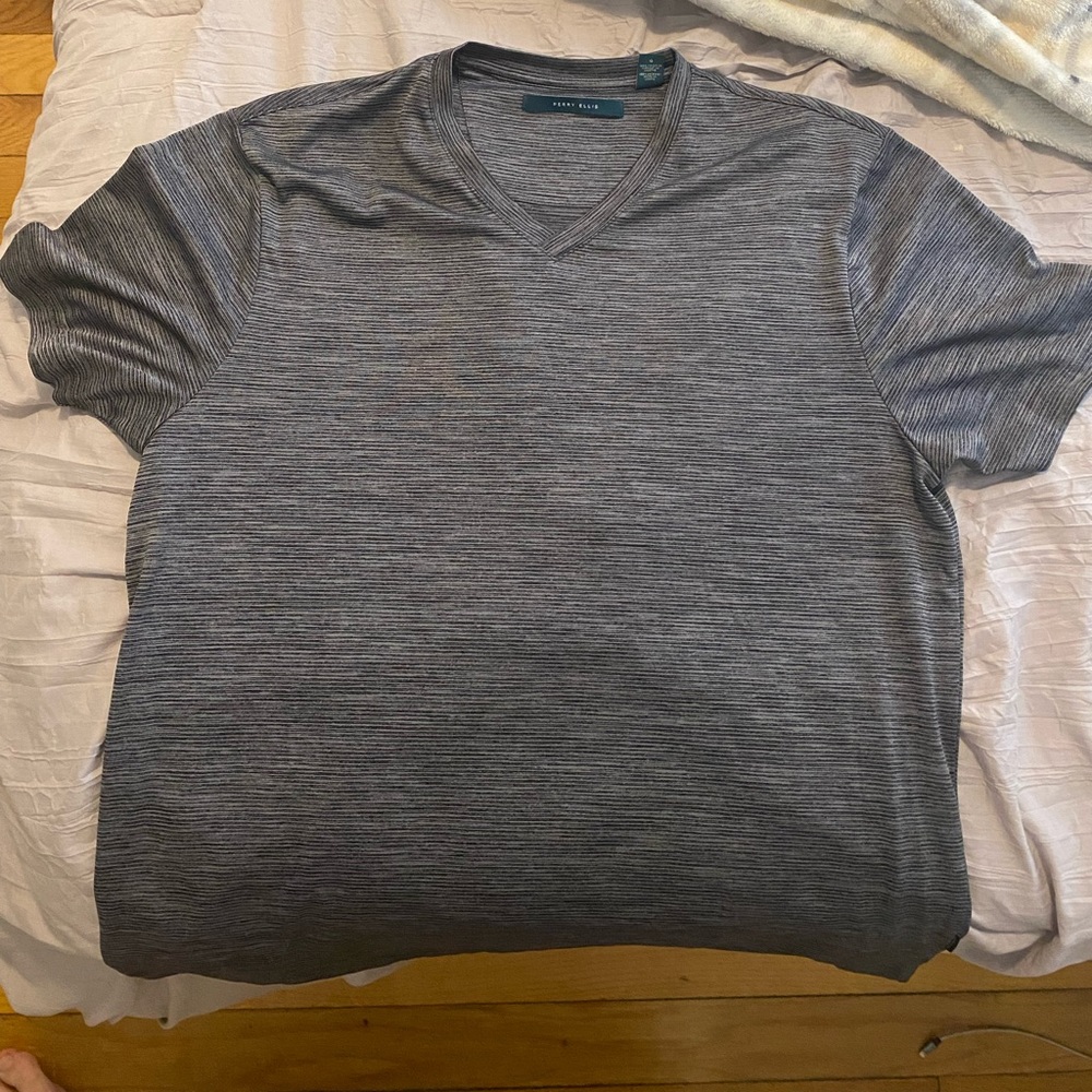 Perry Ellis Short Sleeve V-Neck T-Shirt (Large; Athletic Material)